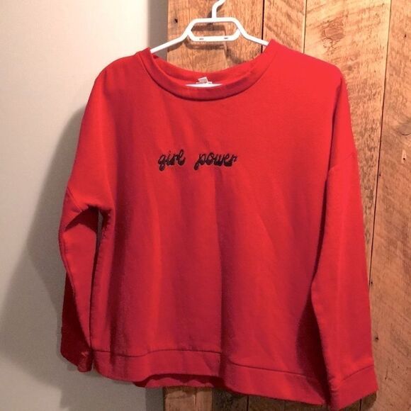 3/30$ « Girl power » red crewneck - Picture 1 of 3